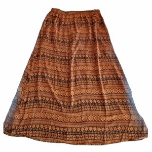 Vertigo Brown Rust Maxi Skirt Brown Slip Lining Flowing Southwestern Comfortable